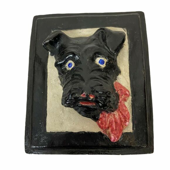 Scottie Dog Plaques Black Art Decor Wall Hanging 4.5" X 4" Set Of Three Vintage - Picture 3 of 13